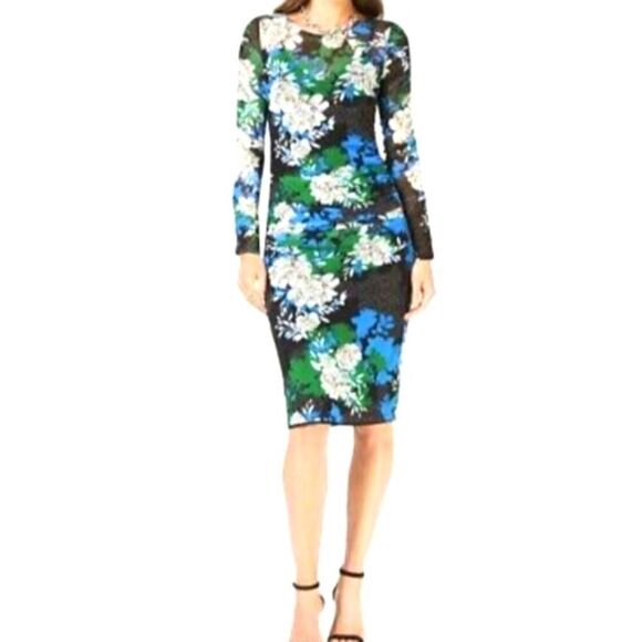 INC International Concepts Floral Ruched Bodycon Dress NWT Size Small - Picture 1 of 7
